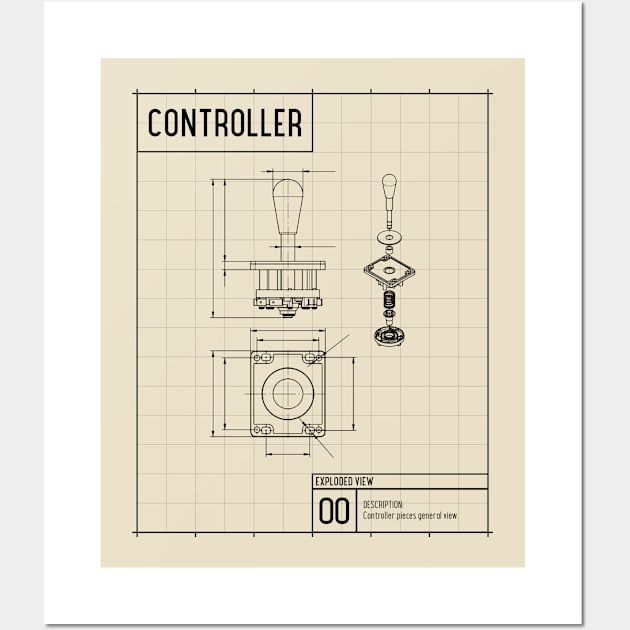 Game Controller Schematic Gamer Design Wall Art by New East 